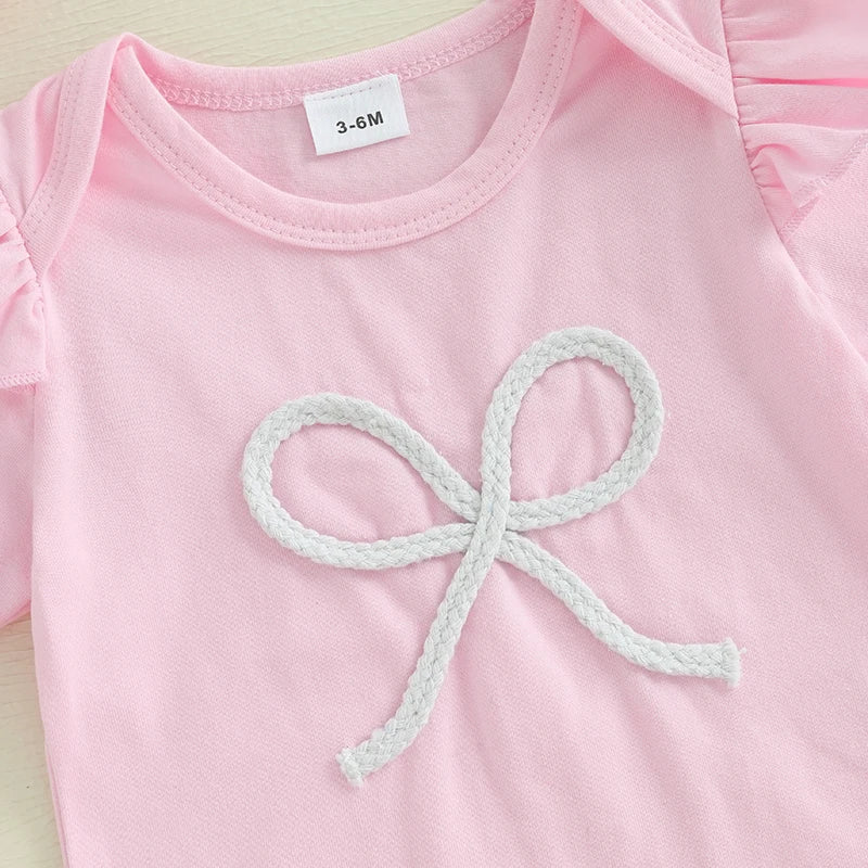 0-18M Newborn Infant Baby Girl Summer Outfits Bow Embroidery Short Sleeve Romper+Tutu Skirt Shorts+Socks +Headband Set