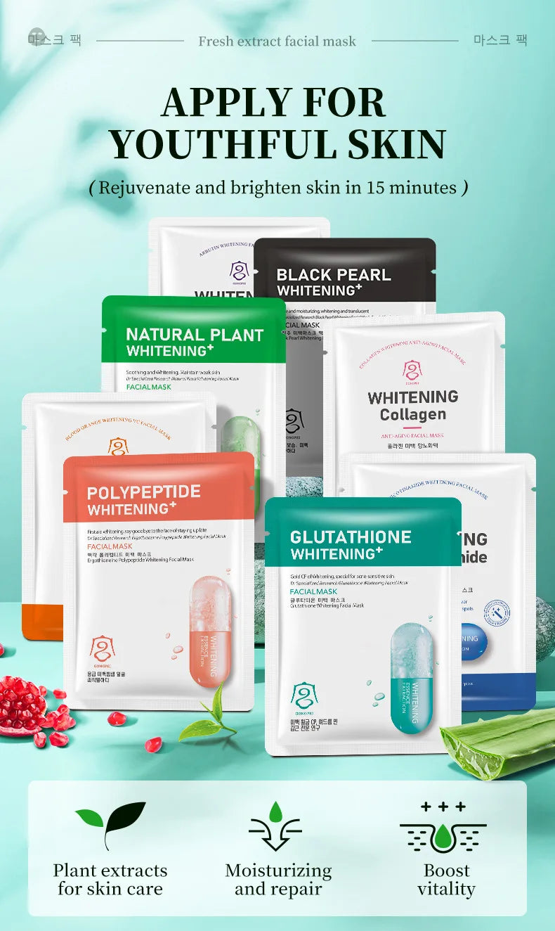 GONGPEI Whitening Face Mask Moisturizing Anti Wrinkles Anti-Aging Nicotinamide Vitamin C Facial Masks Korean Skin Care Cosmetics