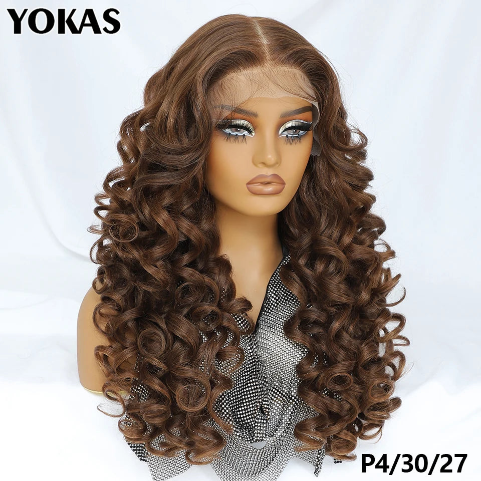 Lace Frontal Wigs 13X6 Synthetic Curly Lace Frontal Wigs With Bangs For Afro Women Pink Blonde Women Wigs With Baby Hair Latisha