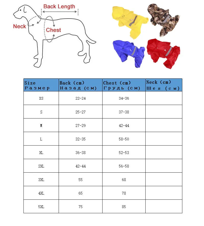 Dog Raincoat Puppy Rain Coat with Hood Reflective Waterproof Dog Clothes Soft Breathable Pet Cat Small Dog Rainwear XS - 5XL
