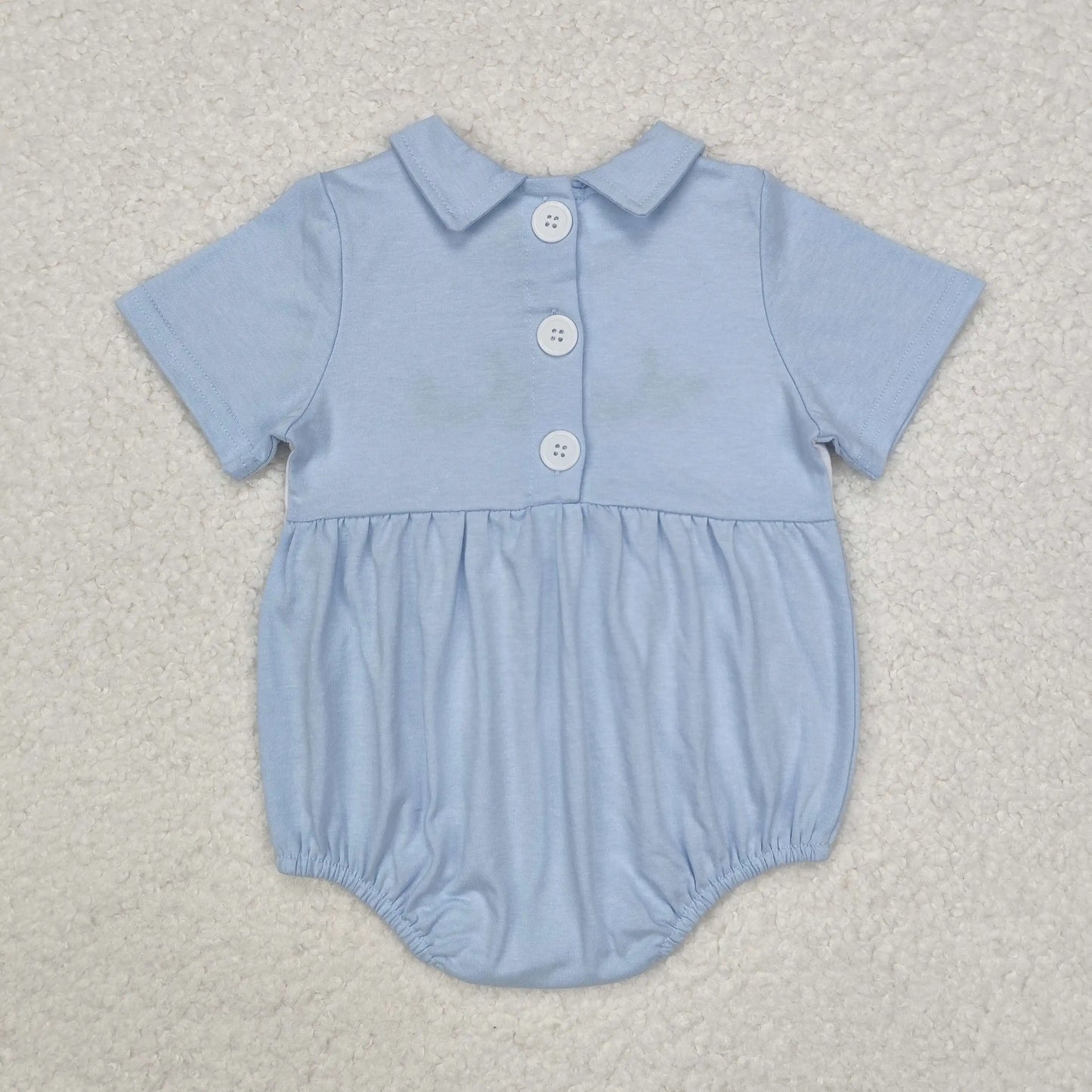 Duck Embroidery Blue Color Baby Summer Romper Wholesale RTS Kids Boutique Infant Factory Price Toddlers High Quality Baby Romper