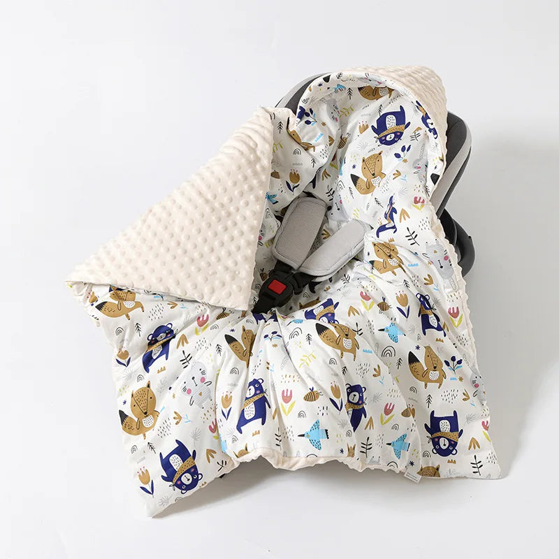 Baby Stroller Blanket Newborn Safety Seat Basket Sleeping Blankets Fleece Quilt Baby Swaddle Wrap Hooded Stroller Cover