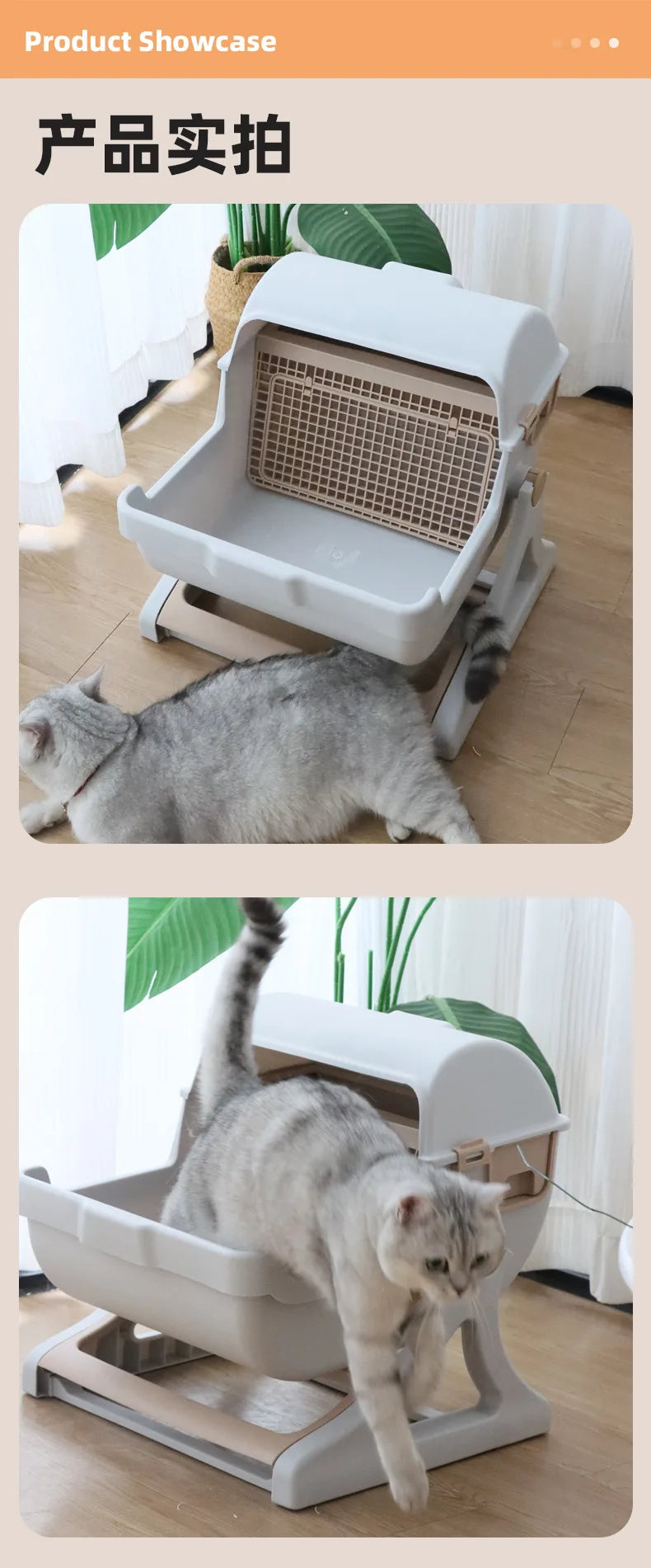 Semi-automatic Cat Litter Box Anti-splash Oversized Semi-closed Pet Toilet Lazy Cat Toilet Pet Products