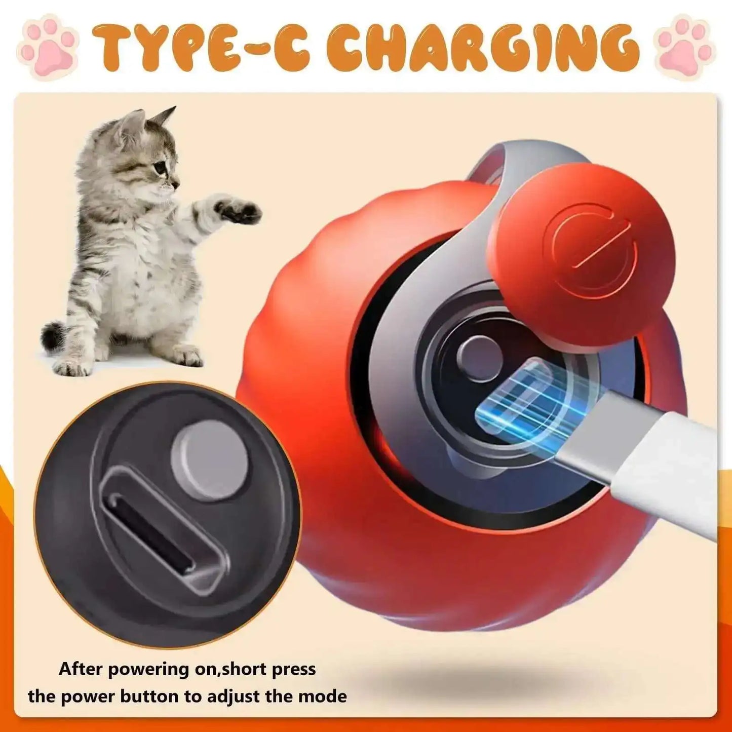 Speedy Tail 2.0 Smart Interactive Cat Toy Automatic Moving Balls for Cats And Dogs Touch Motion Rolling Toy Ball for Pet Gift.