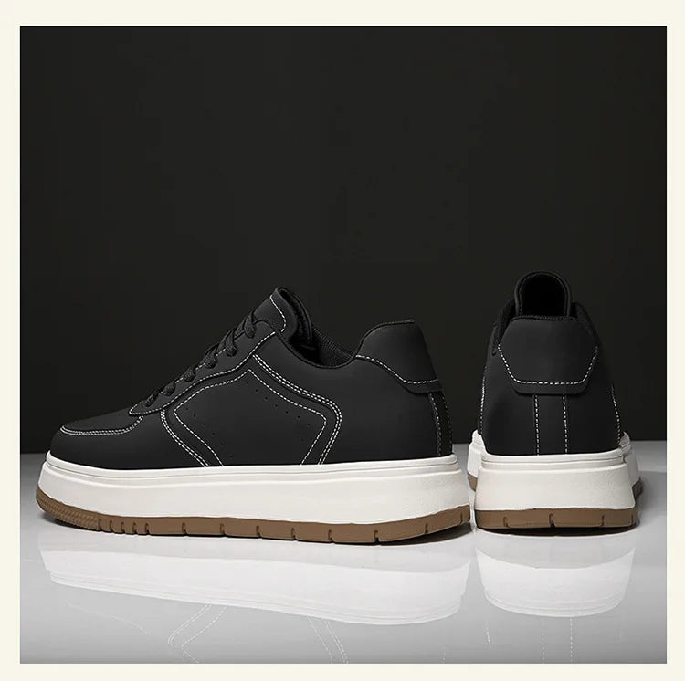 Men's Invisible Height Increasing Elevator Shoes Lace-up Sporty White Sneakers 8/10cm Taller Size Plus Invisible Elevate Shoes
