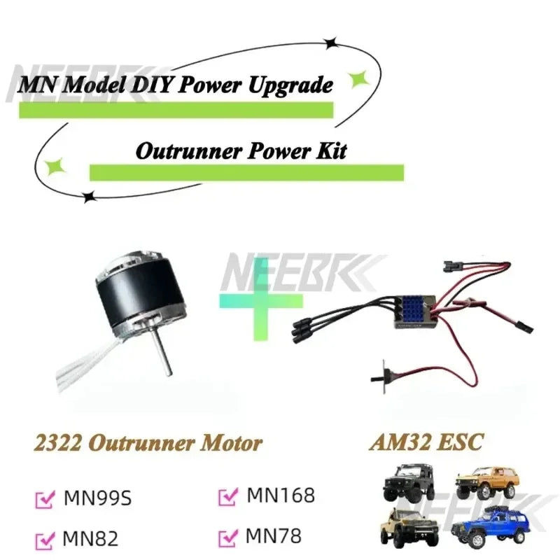 1/12 RC MN Car MN82 MN99 MN168 MN78 Upgrade Kit 2322 2600KV 3500KV Brushless Motor AM32 45A ESC SM3.0/T Plug Model DIY Parts