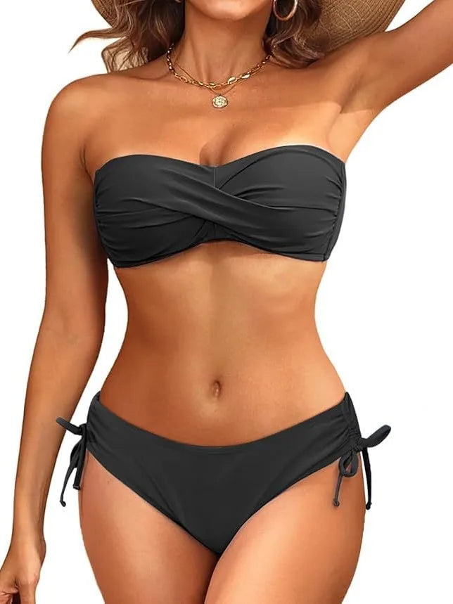 UltraAdjustable Bikini Sculpting High Waist Bikini Removable Padded Supportive Bikini Beach Vacation Tropical Swimwear