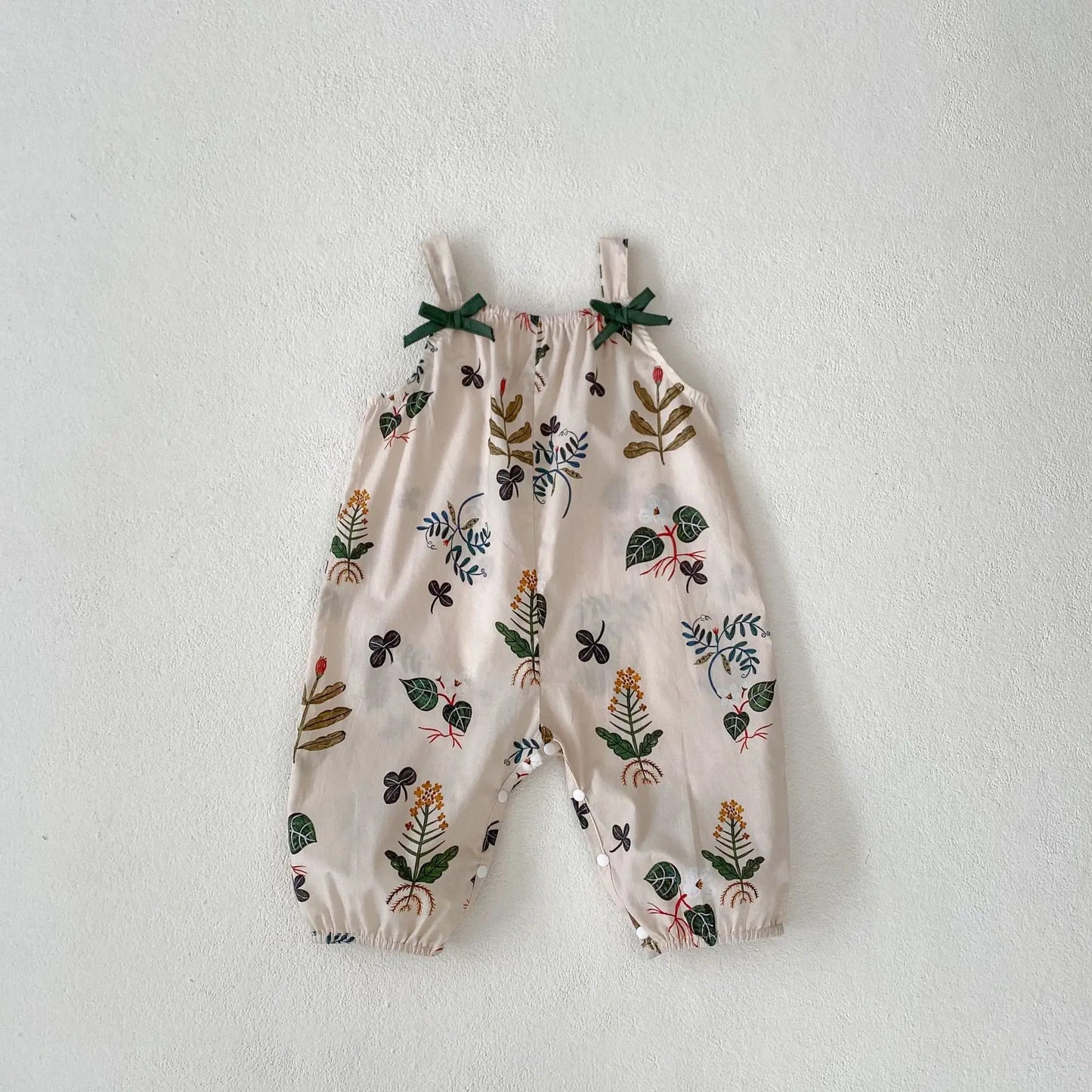 Summer new 0-3 year old baby clothing, baby  boys' and baby  girls' jumpsuits, leaf printed jumpsuit pants