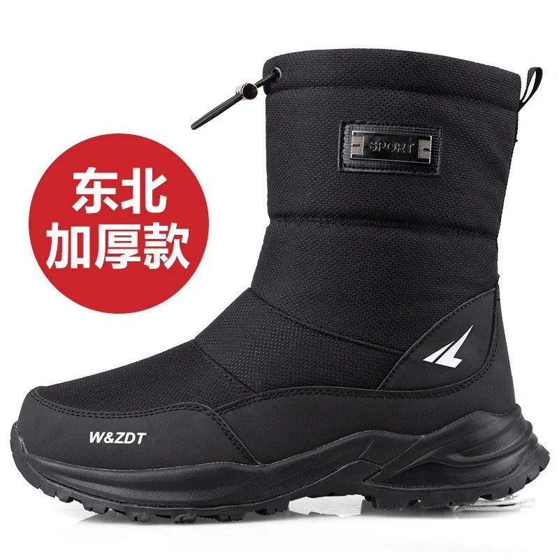 Winter Men's Boots Fashion High-top Casual Cotton Boot Thick Fur Plush Warm Snow Boots Non Slip Platform Boots for Men Botas2025
