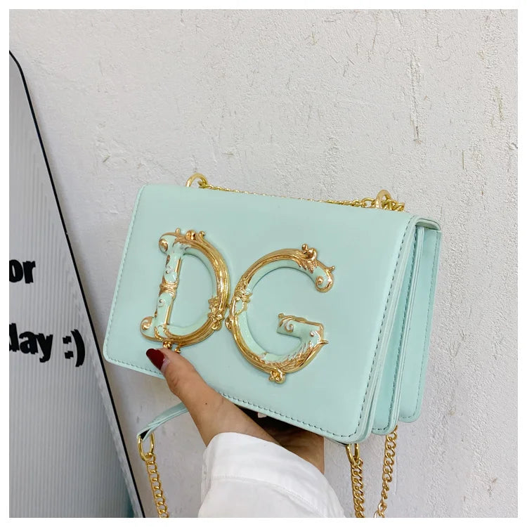 Trendy Letter Logo Chain Bag for Women 2025 - Cute Small Shoulder Sling Purse for Party, Date, Shopping - Black Fashion Handbag
