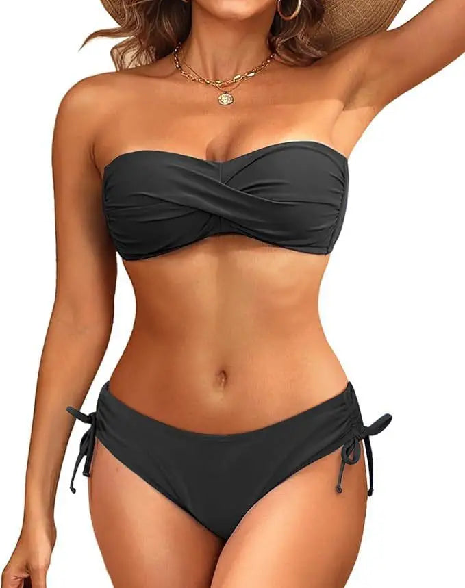 UltraAdjustable Bikini Sculpting High Waist Bikini Removable Padded Supportive Bikini Beach Vacation Tropical Swimwear