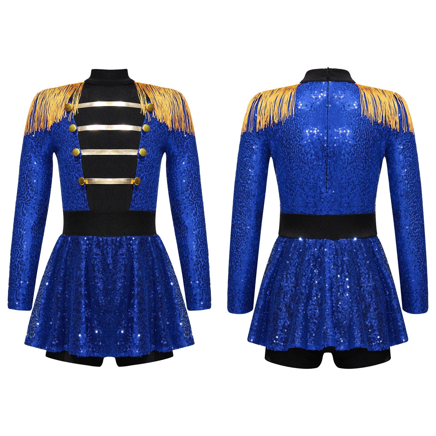 Halloween Costume Romper Circus Ringmaster Cosplay Carnival Party Shiny Sequins Leotard Dress Drum Majorette Magician Dress Up