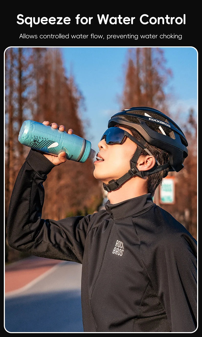 ROCKBROS 620ml Cycling Water Bottle Cold Water Insulated Thermal Silicone Bottle Outdoor Sports MTB Road Bike Bicycle Bottle