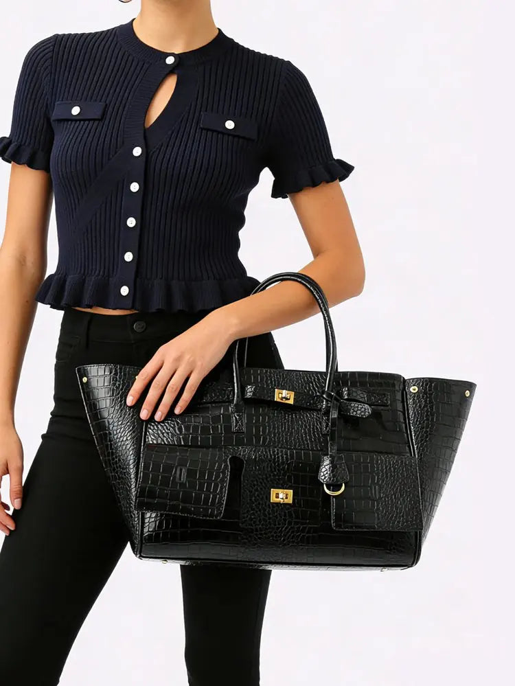 Luxury Leather Diaper Bag For Women Minimalist Design Handbag Elegant Classic Commuter Large Capacity Bag