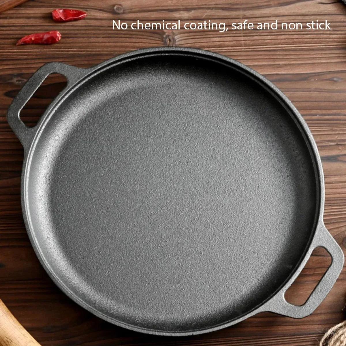 Healthy Cast Iron Cooking Skillet Non Stick Fry Pan Perfect For Steak Omelette Pizza Home Kitchen & Outdoor Camping Grilling