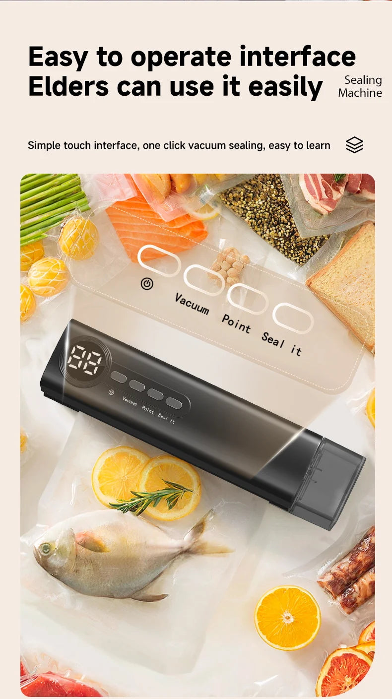 Multifunctional portable wireless vacuum sealer powerful suction Automatic food sealing machine USB Rechargeable Food Bag Sealer