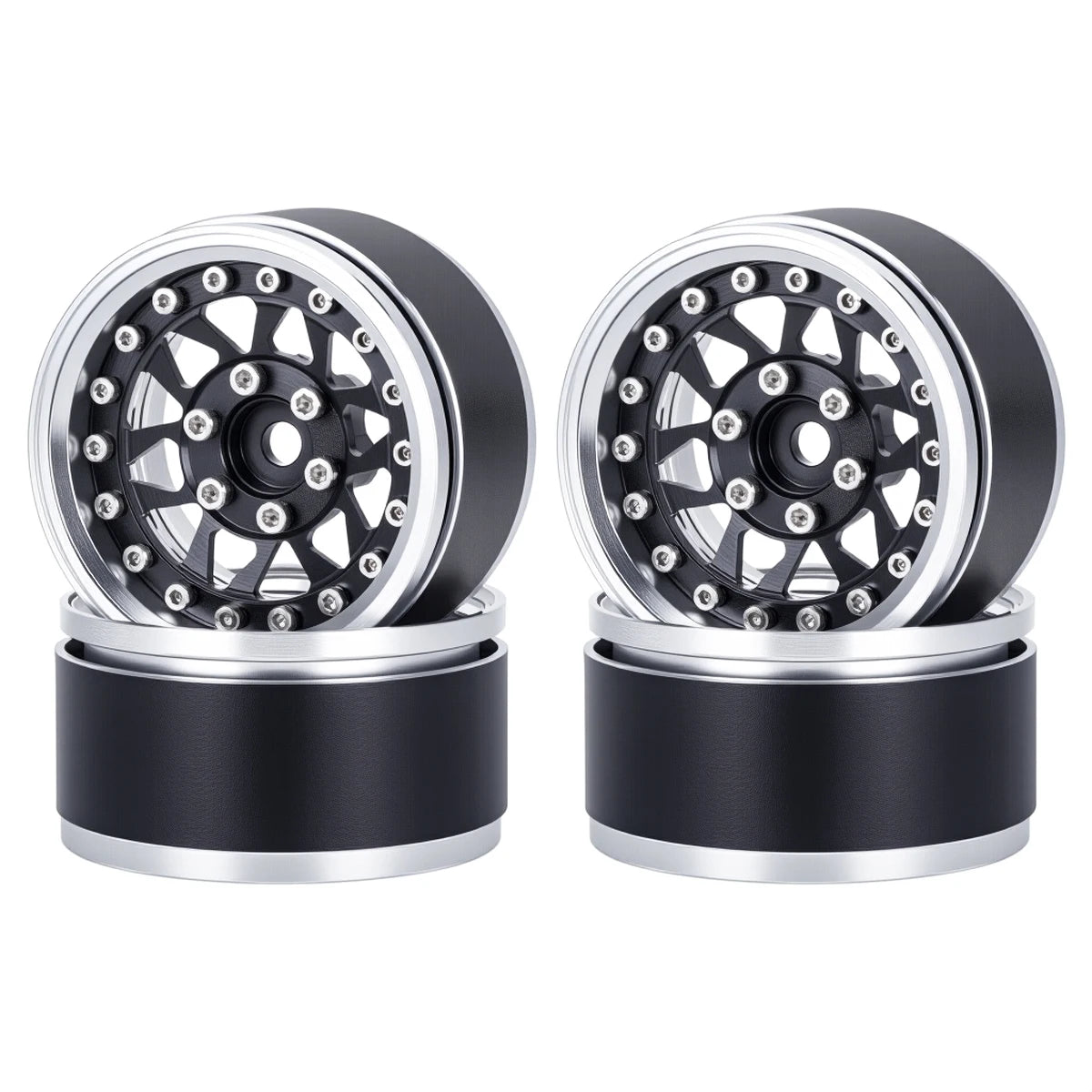 4Pcs 1.9 Aluminum Beadlock Wheel Rims Adjustable Offset 12mm Hex for 1/10 RC Crawler Car TRX4 TRX6 SCX10 90046 GEN7 8 D90 Parts