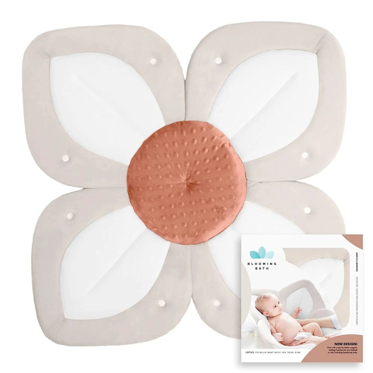 Blooming Bath Lotus Baby Bath Seat Plush Minky Baby Sink Bathtub Mat Cushion Safe Flower Seat for Newborns