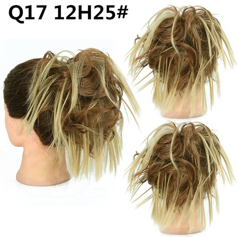 Synthetic Hair Bun Extensions Messy Curly Elastic Hair Scrunchies Hairpieces Synthetic Chignon Donut Updo Hair Pieces for Women
