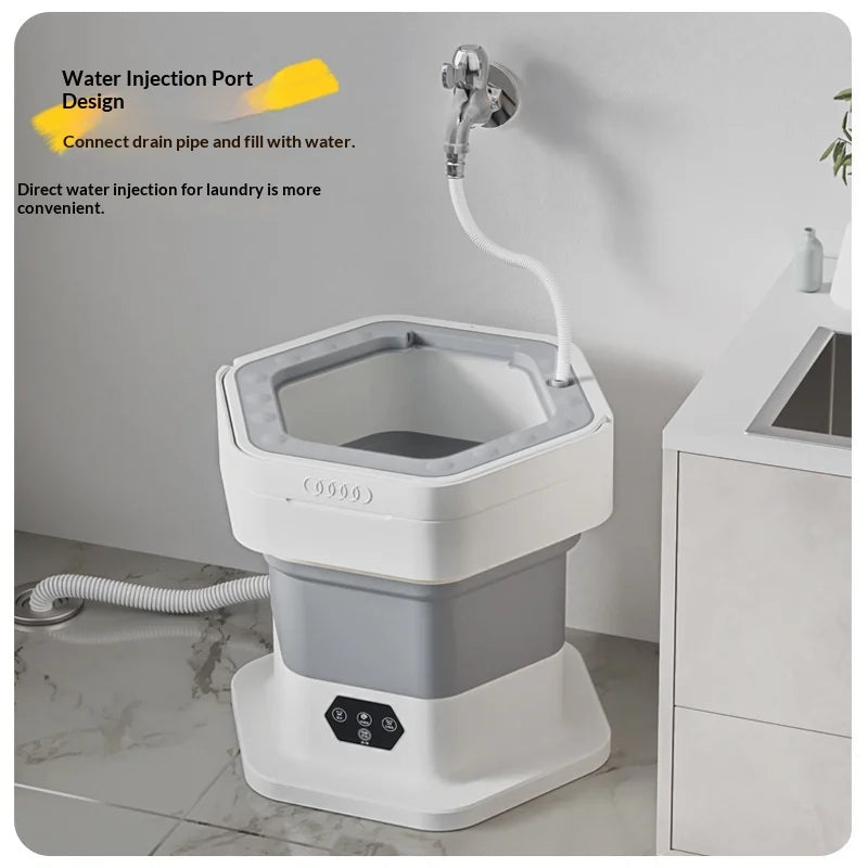 New Mini Folding Washing Machine Household Small-sized Washing Machine Socks Underwear Pants Also Capable Dehydrating White