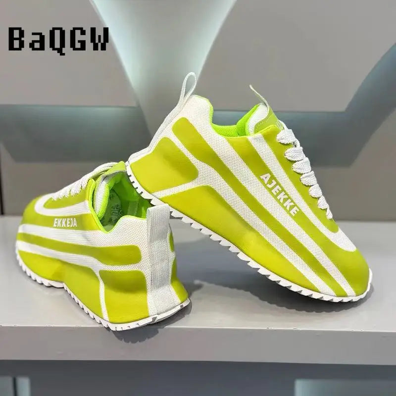 Chunky Sneakers Men Designer Soft Sole Sport Shoes Fashion Casual Leather Fabric Mesh Breathable Height Increased Platform Shoes