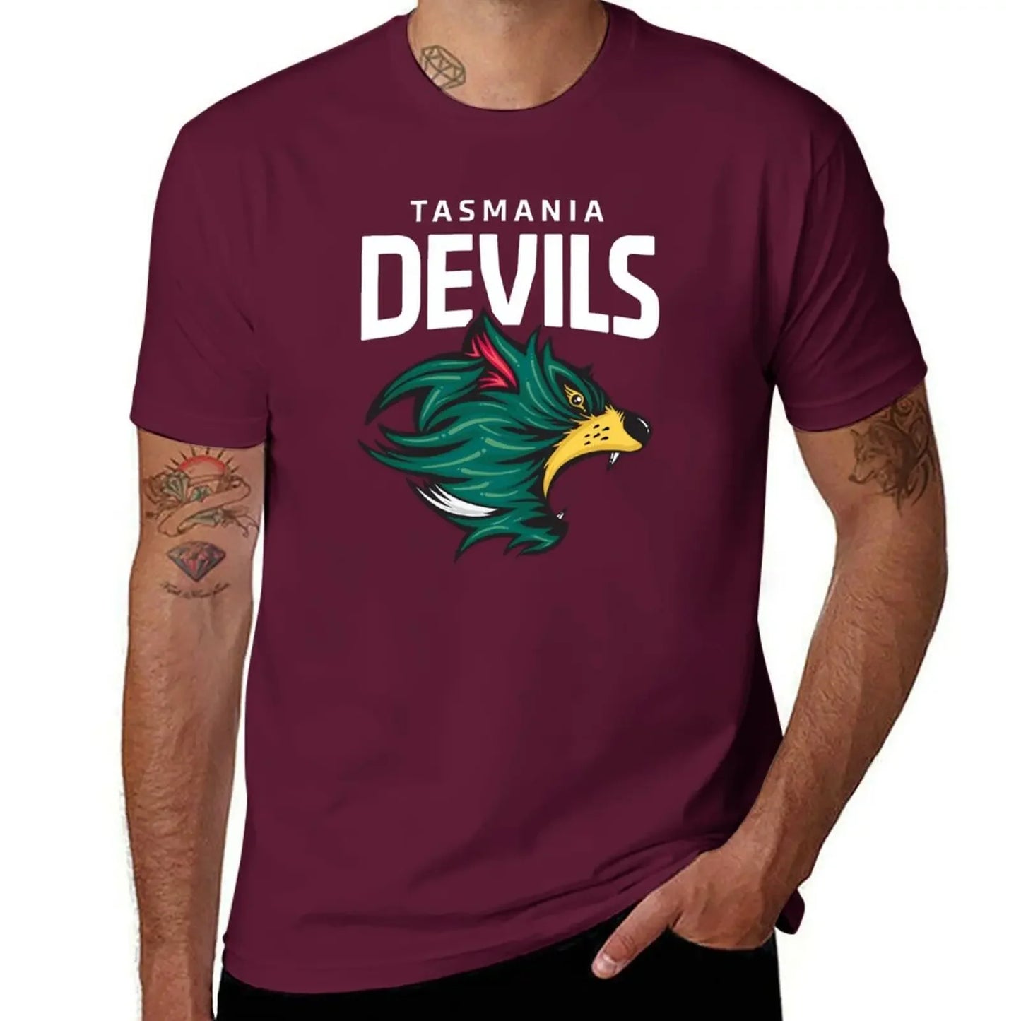 Tasmania Devils Football Club White Lettering T-Shirt summer clothes oversizeds shirts graphic tees cute tops men workout shirt