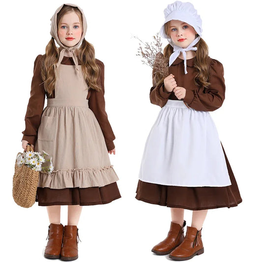 Halloween Maid Dress Vintage Victorian Poor Cosplay Costume Colonial Orphan Outfits  cosplay costumes