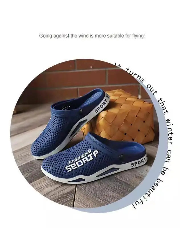 39-44 Mens Mules Clogs Summer Sandals Male Slippers Soft Bottom Beach Shoes Slip-On Zapatos Breathable Non-Slip Hollow Footwear