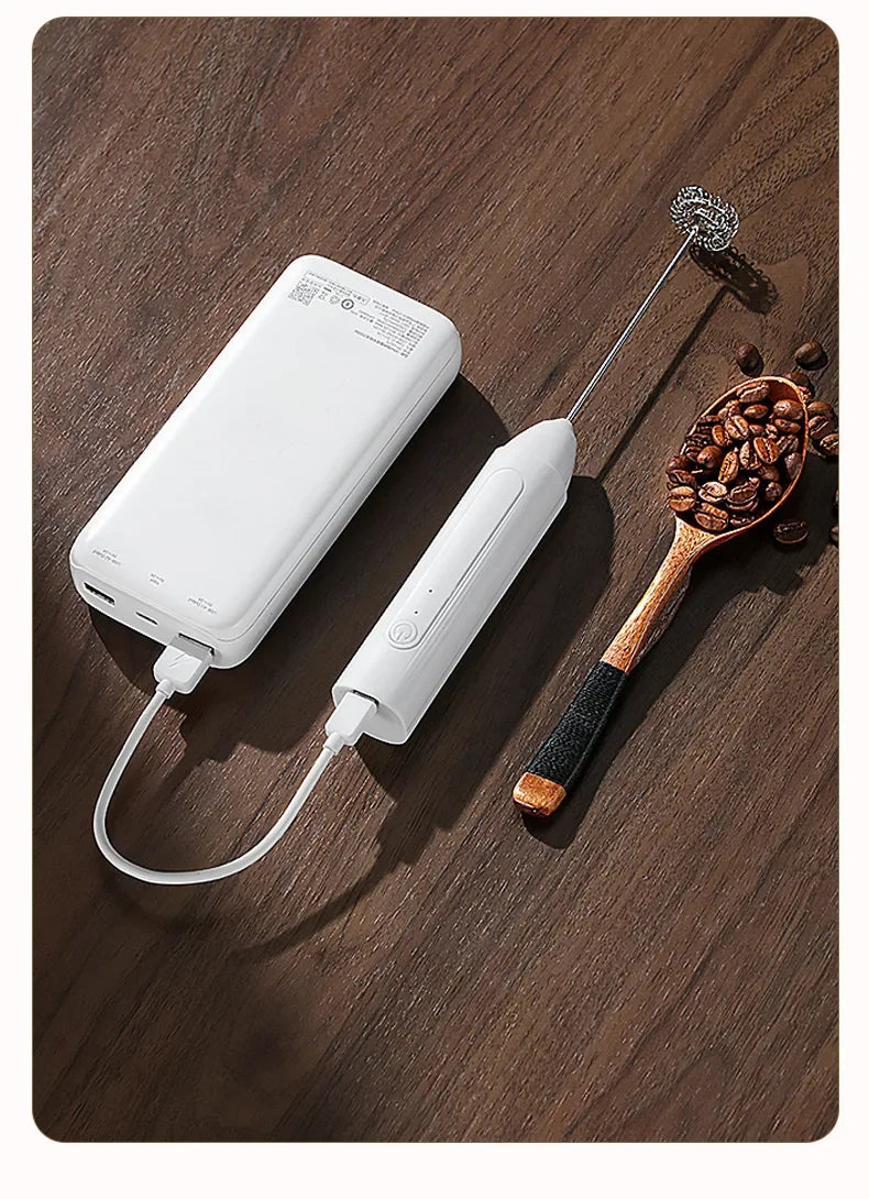 MINI Milk Frother USB Rechargeable 3 Speeds Foam Maker Coffee Whisk Mixer Electric Handle Blender Egg Beater