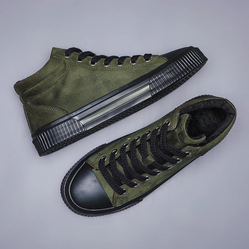 Autumn Men Casual Shoes Suede Leather Warm Shoes Male Lace-up Flats Sneakers Platform British Business Party Dress Boots SS24918