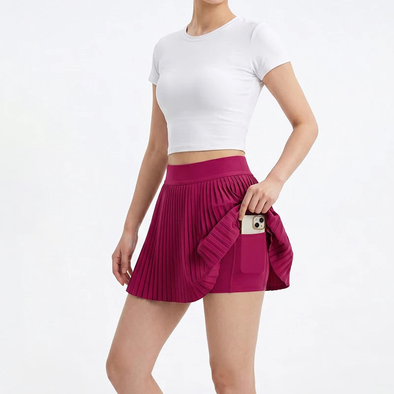BIVIGAOS Summer Fashion High Waist Sport Short Skirt Women Youthful Cute Mini Skirt Safety Shorts Accordion Pleated Tennis Skirt
