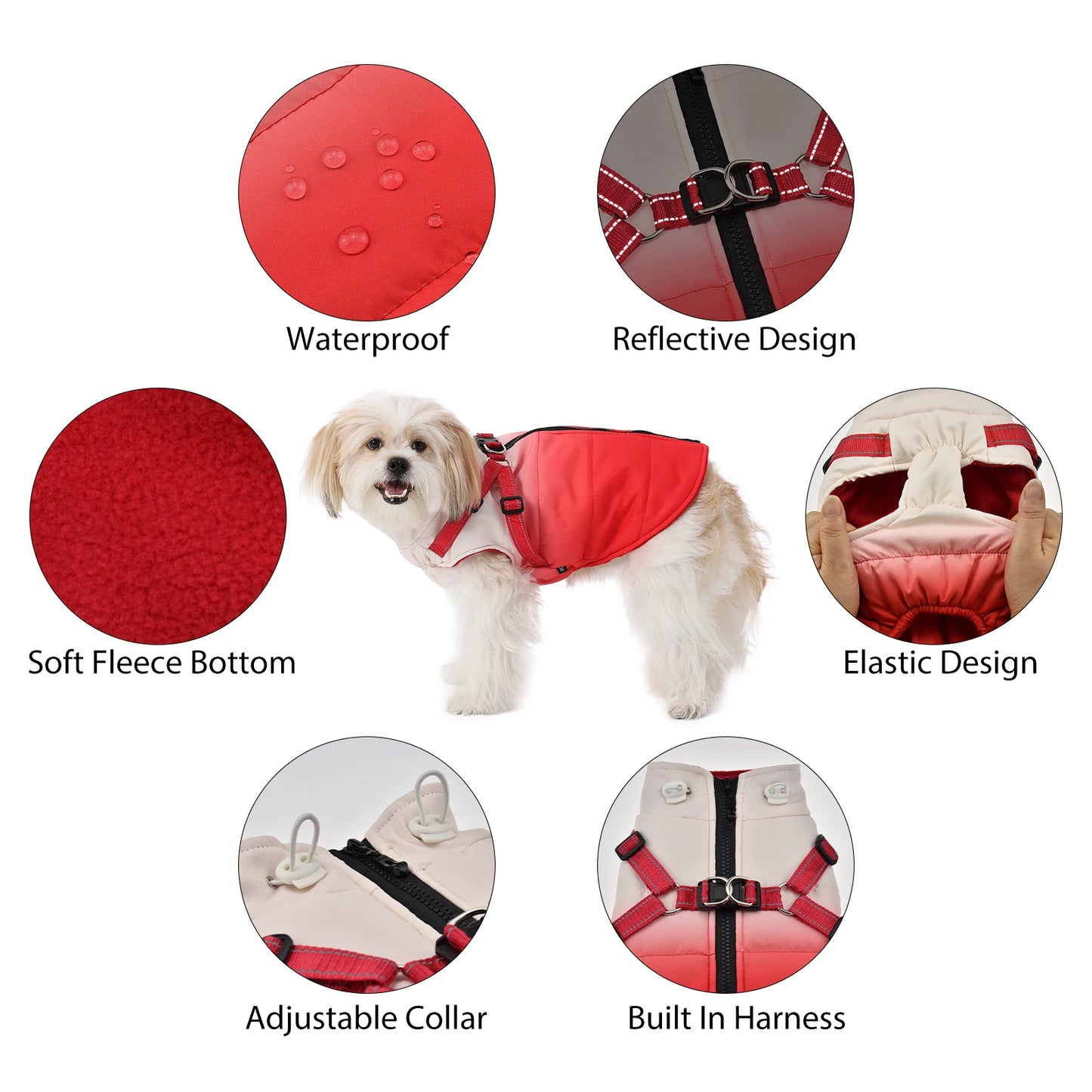 Waterproof Dog Jacket With Harness Winter Warm Pet Dog Clothes For Small Big Dogs Coat Chihuahua Clothing French Bulldog Outfits