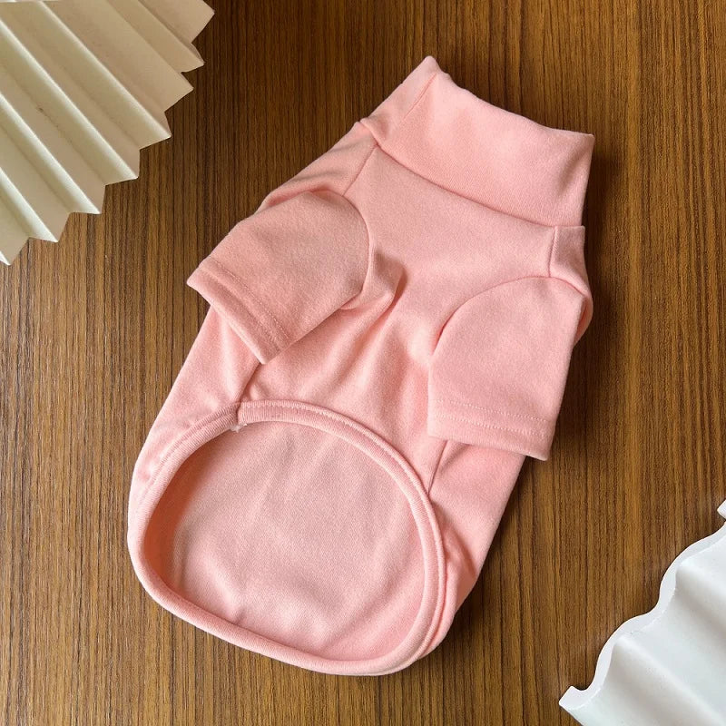 Solid Pet Fleece Dog Hoodies High Collar Dog Clothes Autumn Winter Puppy Warm Clothes Plush Dog Undershirt Chihuahua Cat Shirts
