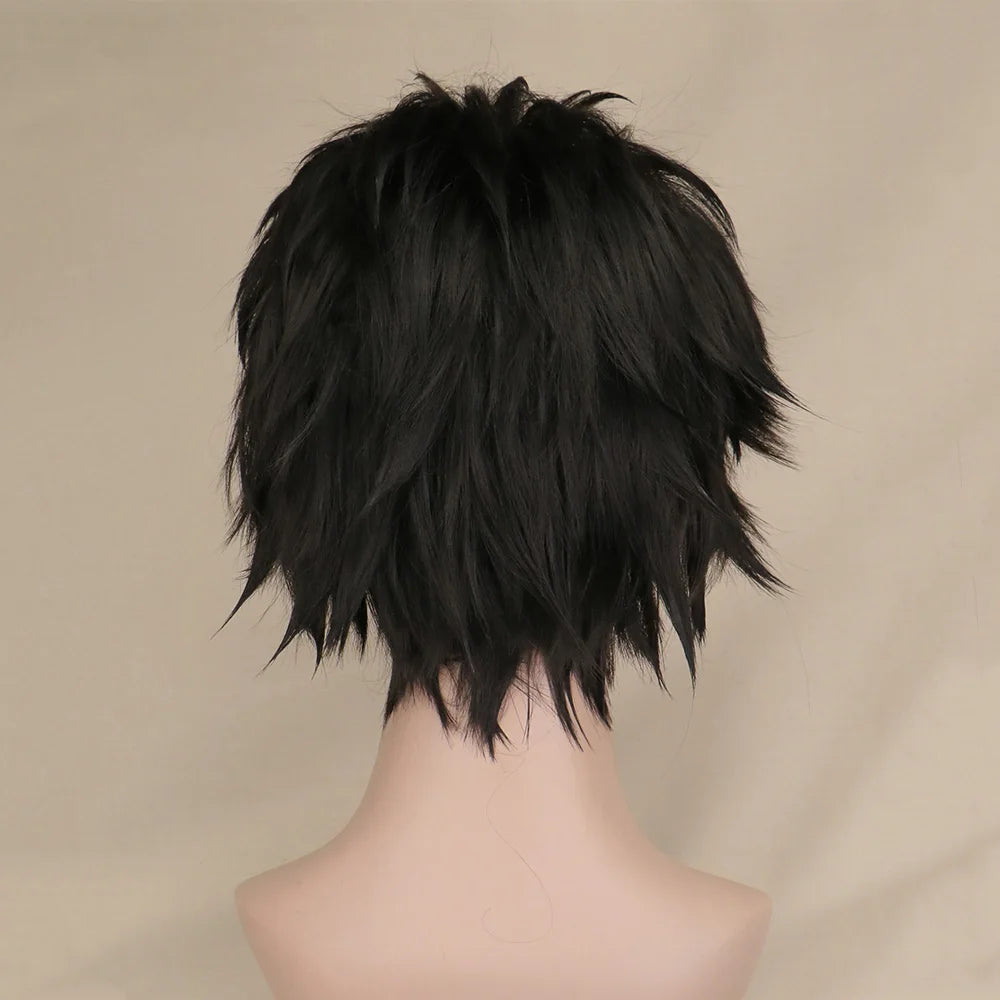 Short Cosplay Wig Men Male Black High 100% Temperature Fiber Synthetic Hair Wigs