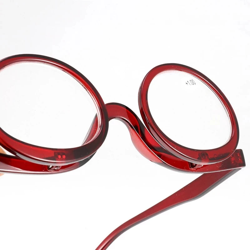 NONOR Makeup Readers Flippable Dual Lens Fashion Reading Glasses for Women Eyeglasses Diopter +1.0 +1.5 +2.0 To +4.0