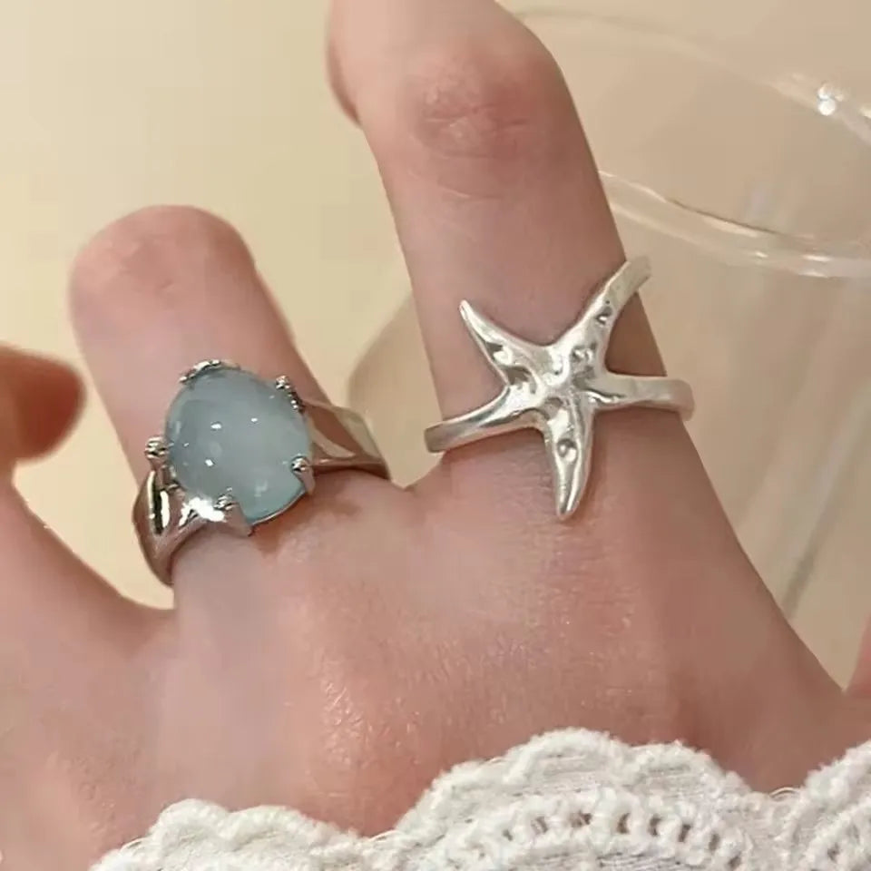 VENTFILLE 925 Sterling Silver Rings for Women Couple Blue Stone Star Jewelry  Party Birthday Gift Dropshipping Wholesale