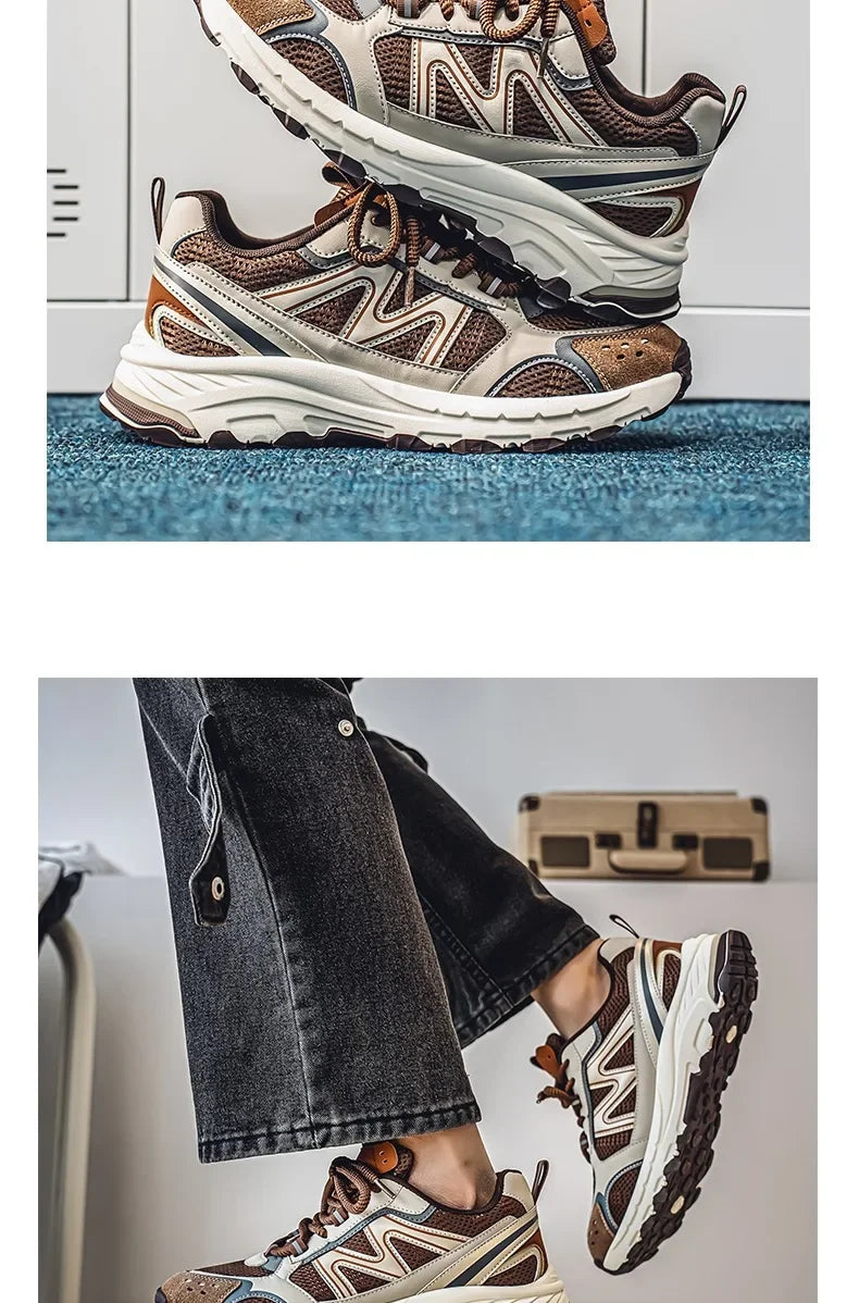 Breathable Outdoor Men's Sport Shoes Summer Trend Dad Sneakers Student Casual Rubber Sole EVA Insole Cotton Lined Net Mesh