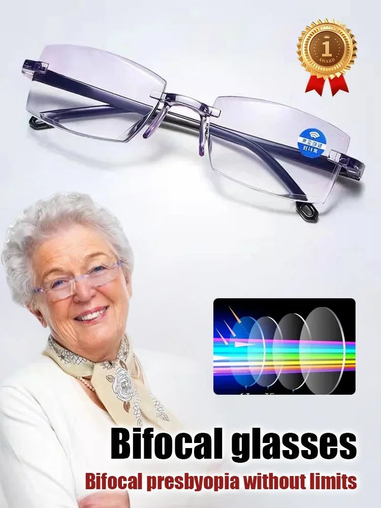 1/2PCS Smart Zoom Reading Glasses Ultra Clear Presbyopia Glasses Lightweight Anti-Blue Anti-Fatigue Auto Zoom Magnifier