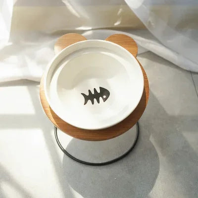 Ceramic Cat Bowl Cat Food Feeder Dog Bowls Drinking Water Bowl Cervical Protection Pet Supplies Ceramic Double Cat Bowls