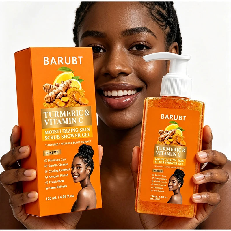 Turmeric&Vitamin C Moisturizing Body Wash, Exfoliating Cleansing Smoothing Body Wash, Gentle Scrub Finish Refreshing Natural Sce