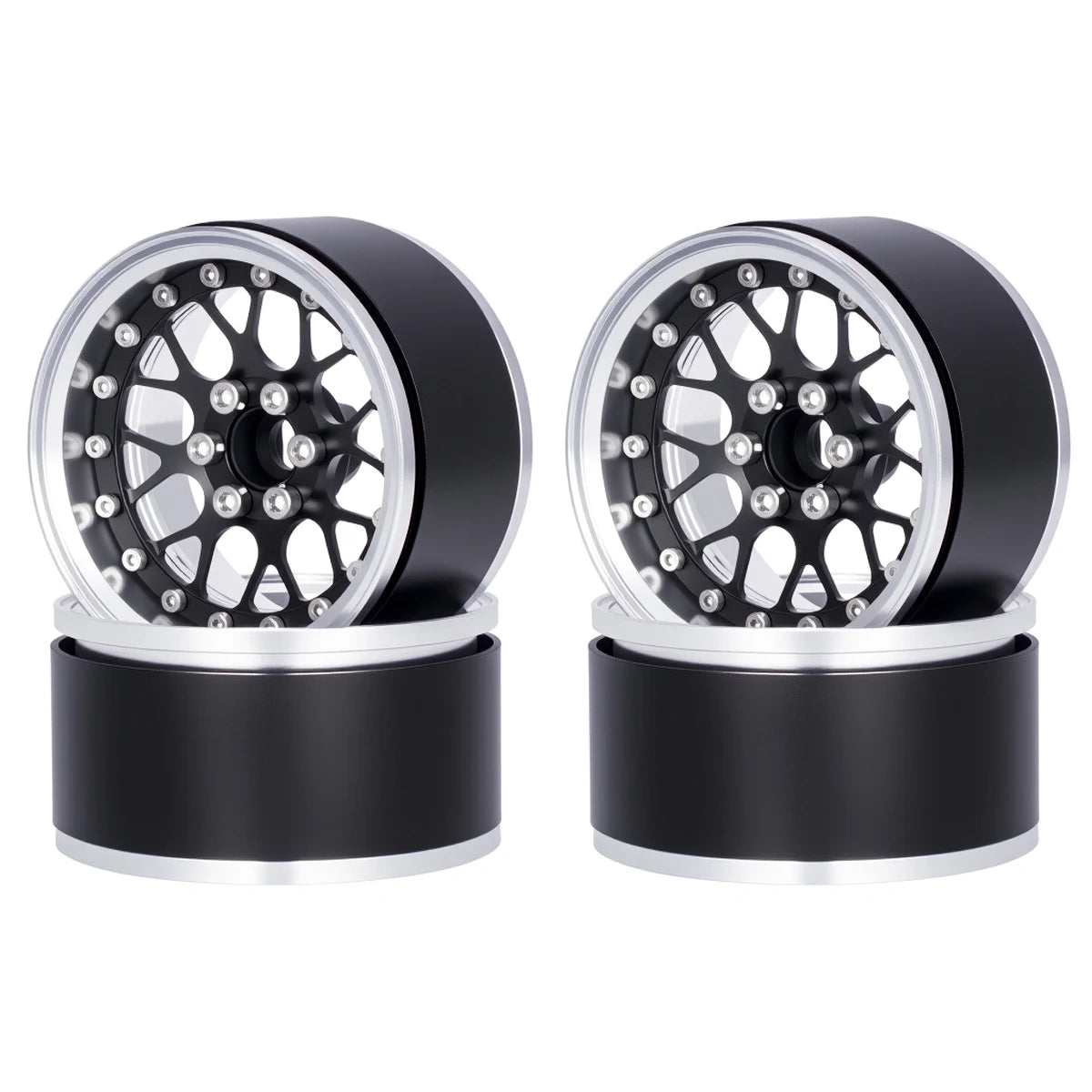 4Pcs 2.2 Inch Aluminum Alloy Beadlock Wheels Rim 12mm Hex for 1/10 RC Crawler Axial SCX10 90046 Wraith Capra TRX4 TRX6 D90