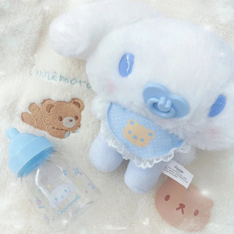 2025 Sanrios Baby Pacifier Bottle Plush Set  Kuromi Hellokitty Cinnamoroll My Melody Baby Dress Up Suit Gifts Christmas Gifts