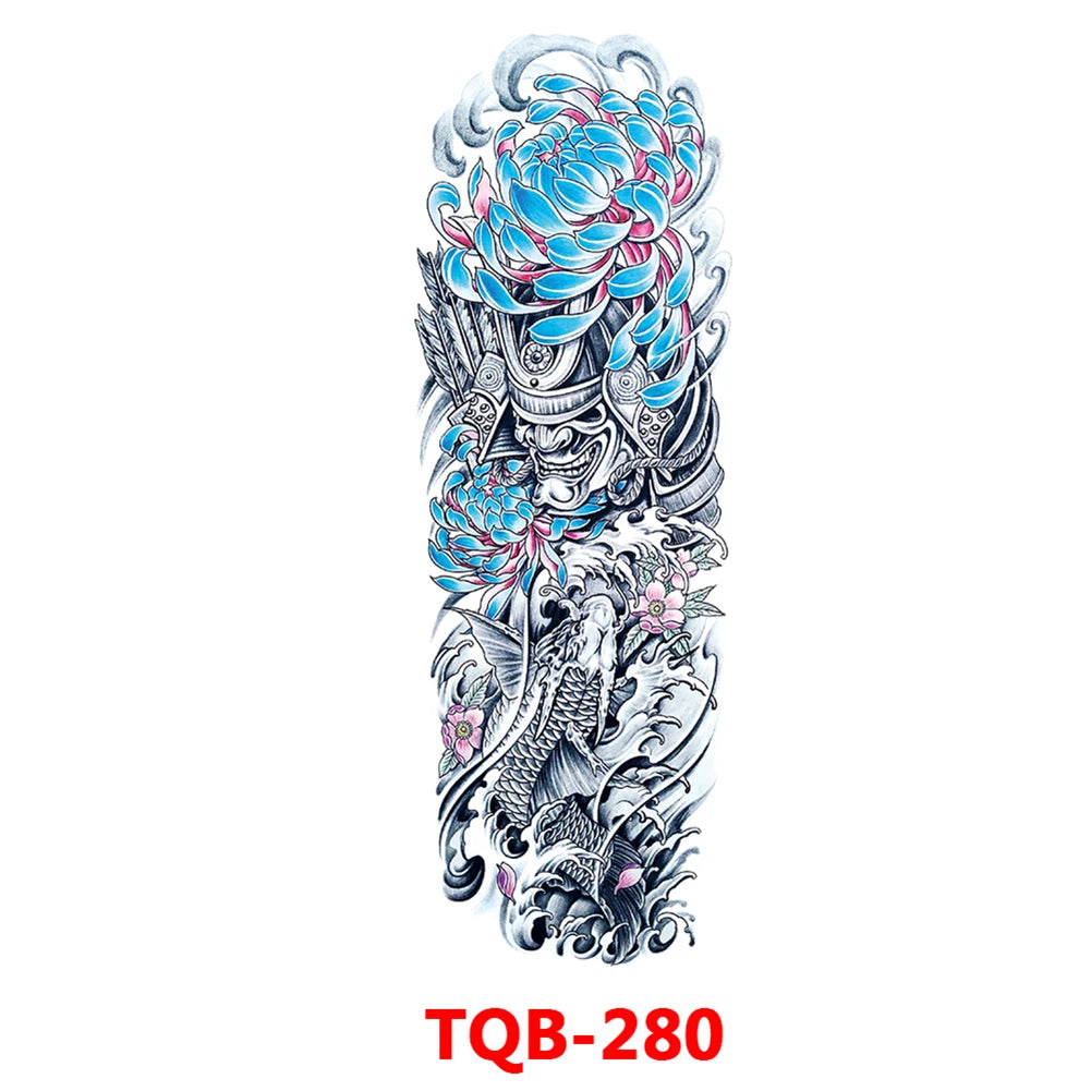 Full-arm Tattoo Stickers With The Crown Of The Virgin Of Jesus And Lion Waterproof Tattoo Stickers