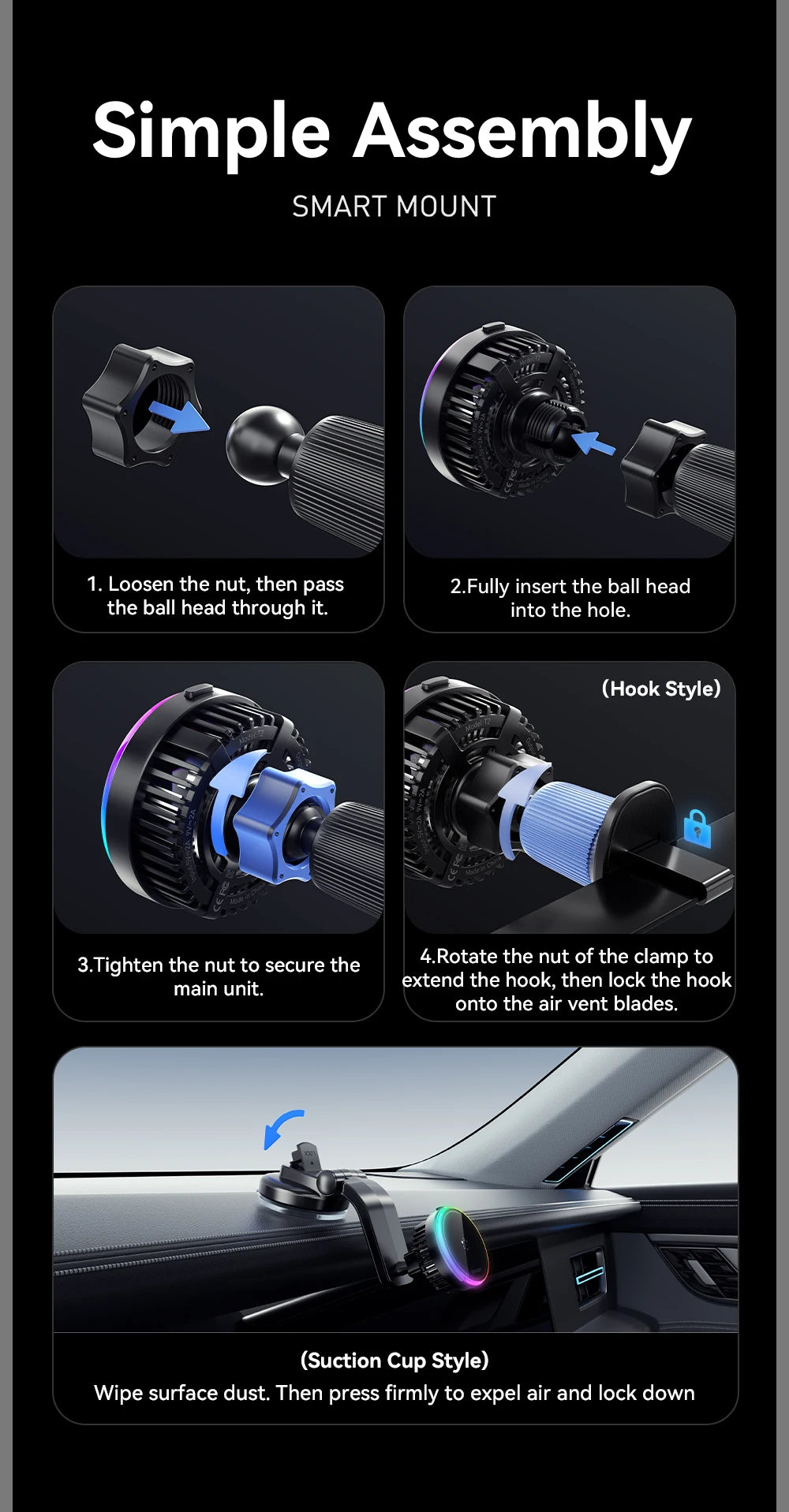 Essager Cooling Magnetic Car Wireless Charger 15W Fast Charging Station For Magsafe iPhone 16 Huawei 360° Roation Phone Holder