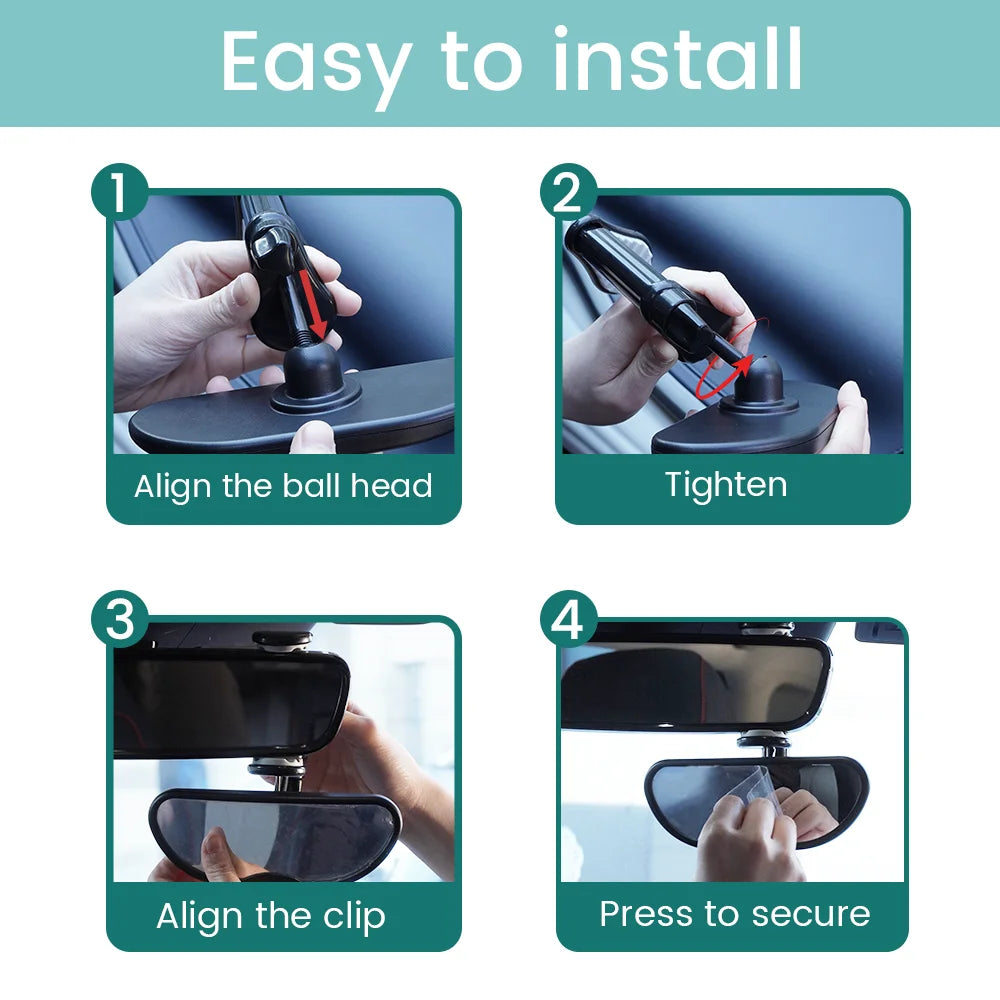 Clip-On Baby Car Mirror 360° Adjustable Rear View Mirror for Back Seat Non-Slip Clasp Fits Most Cars for Infant Safety