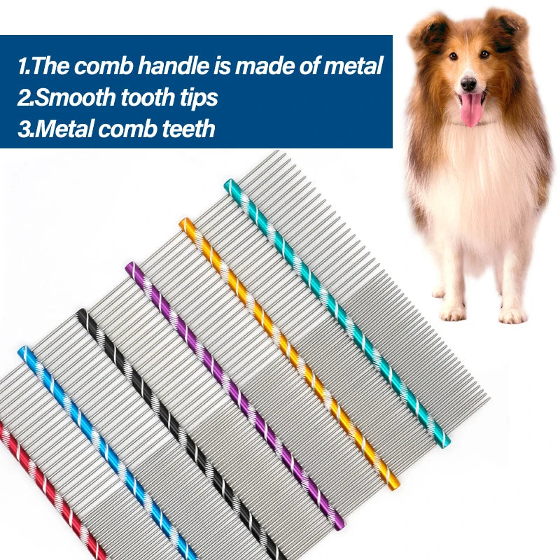 Dog Comb Long Thick Hair Fur Removal Cleaning Brush Stainless Steel Lightweight Pets Cat Grooming Combs for Dogs 16/19/20/25cm