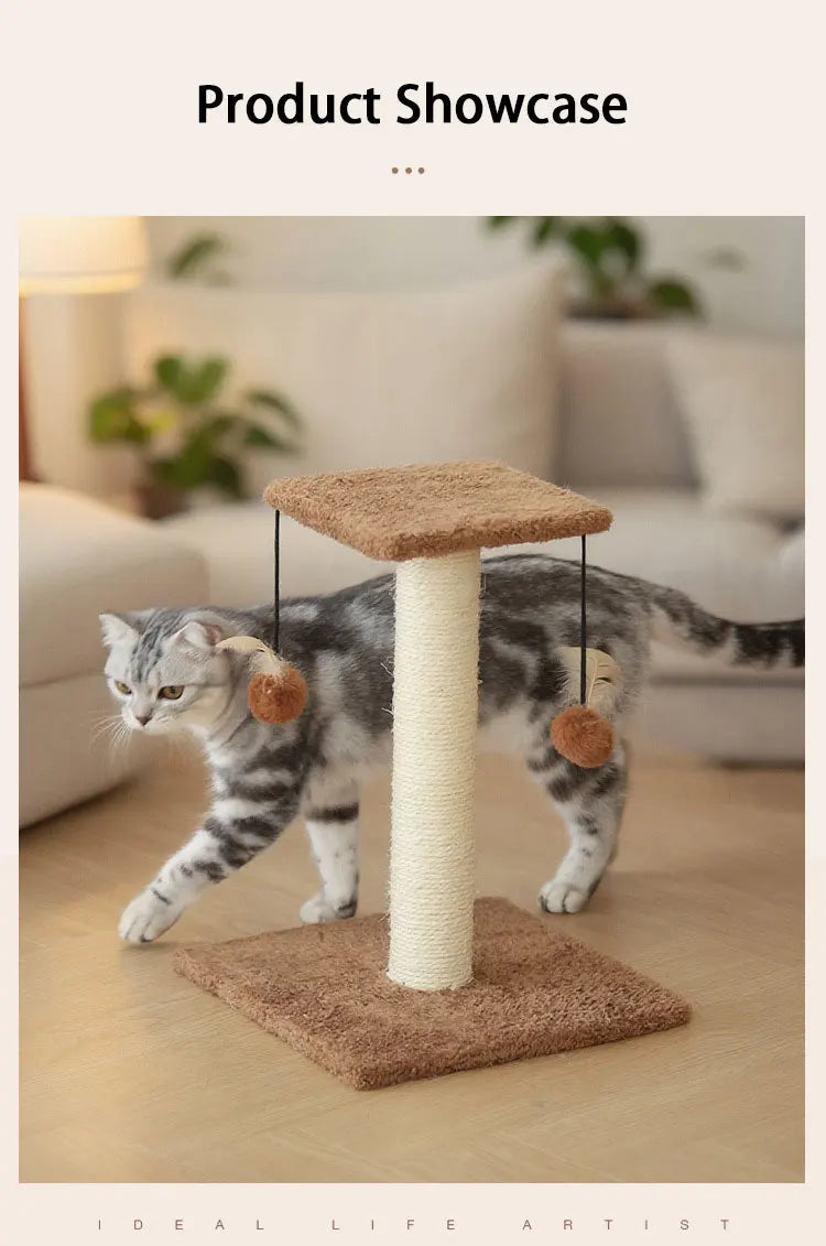 Agave Non-Shedding Cat Tree Vertical Scratching Post with Toy Self-Amusement Cat Toy Scratching Board for Cats