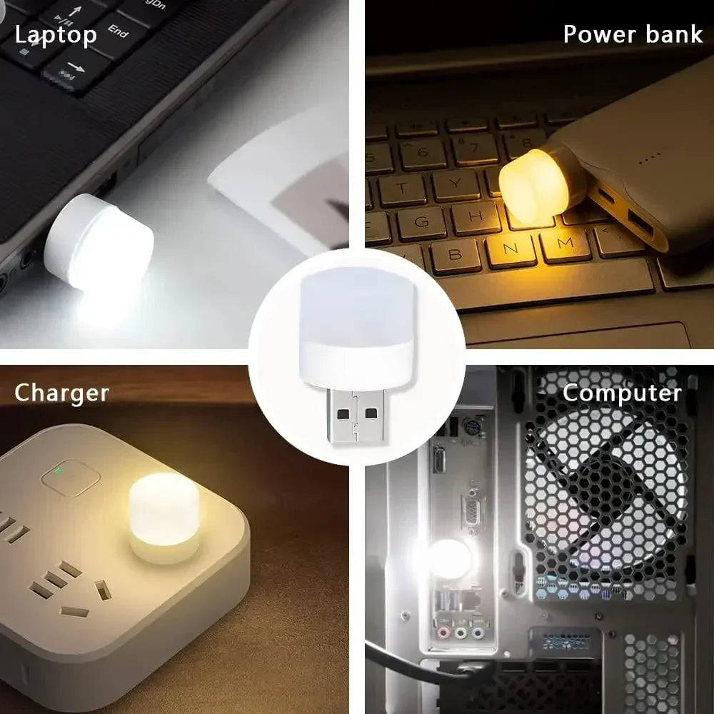 USB LED Night Light - Warm & White Dual Mode Eye-Friendly Compatible with Laptop Power Bank & USB Charger (2025 Edition)