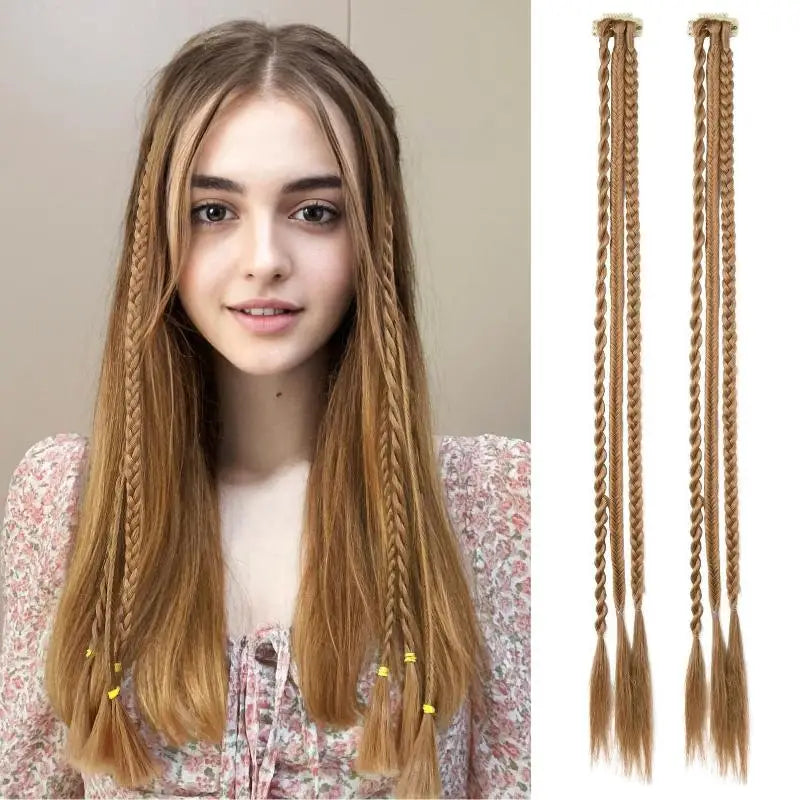 1Pairs Synthetic Wig Braids With Clip Boxing Braid Dreadlocks Clip In Hair Extension Dirty Braids Boxer Braid Hair Pieces