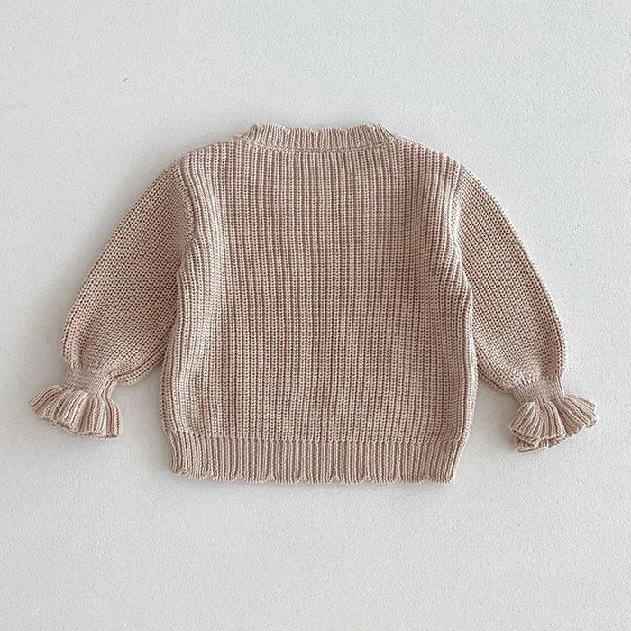 2024 New Autumn Toddler Baby Girl Knitting Clothes Suit Long Sleeved Solid Color Knitted Sweater+Pants Children Clothes Set